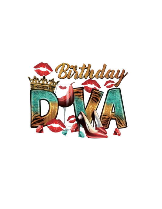 Birthday Diva 10" Width DTF Transfer